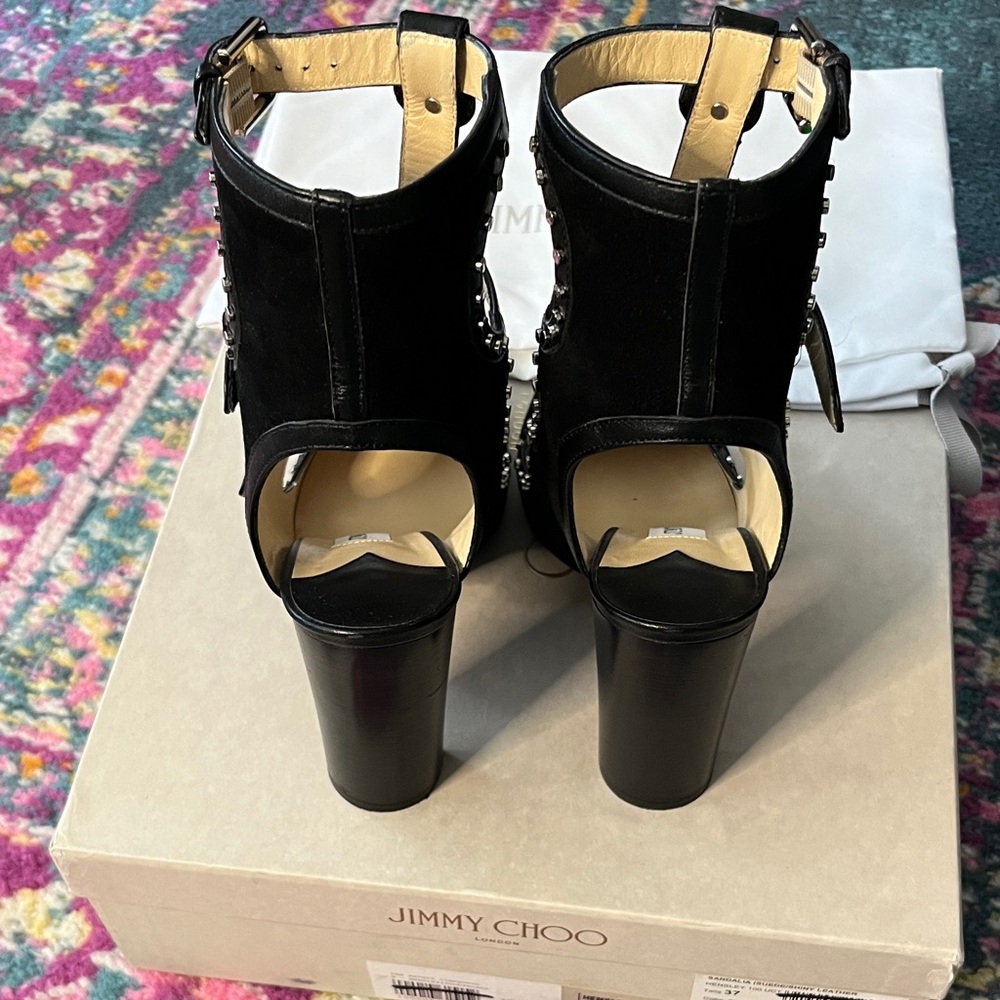 Jimmy Choo Hensley Black Studded Heels 37 - Picture 4 of 10